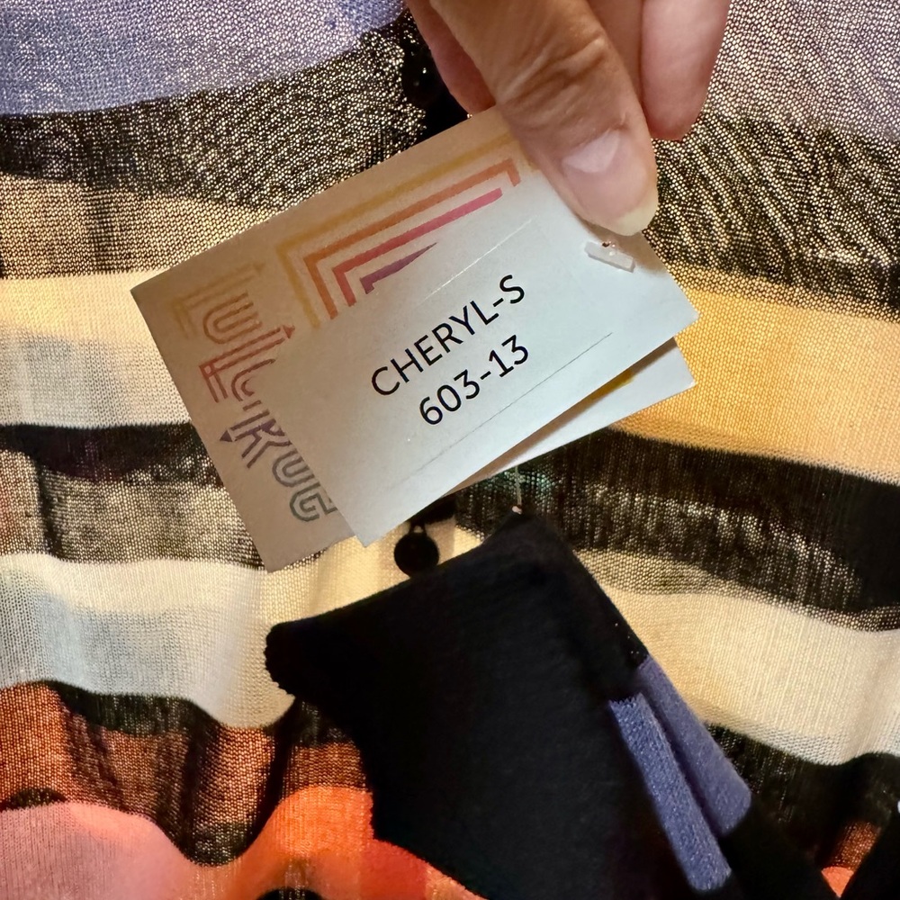 LuLaRoe Black and Pink Striped Cardigan - Picture 3 of 4